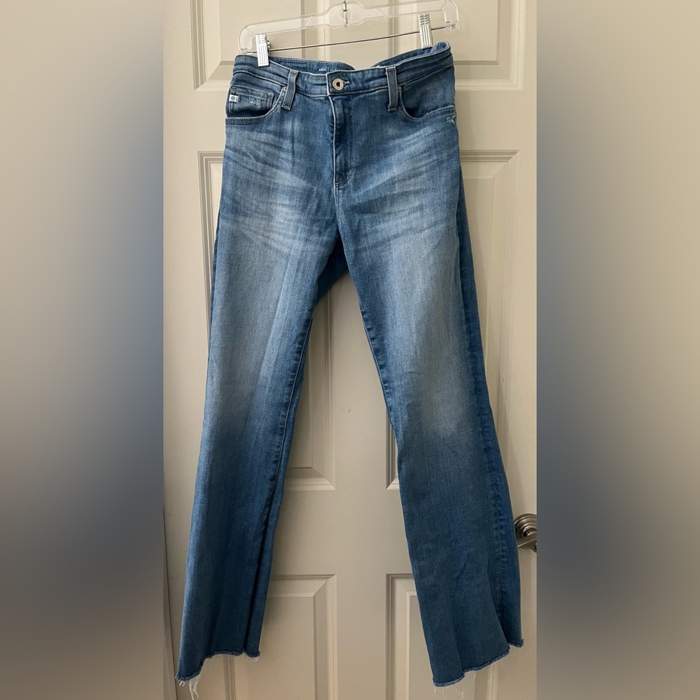 Women AG Adriano Goldschmied Angel Low-Rise Boot jeans Italian denim 32 stretch